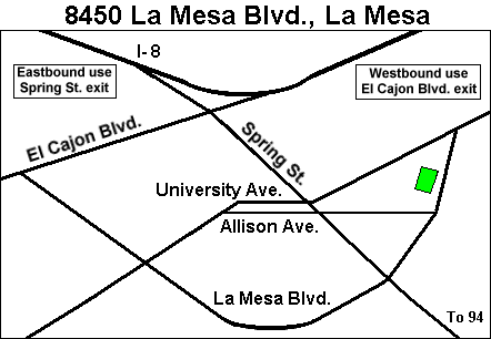 Map to La Mesa Senior Center